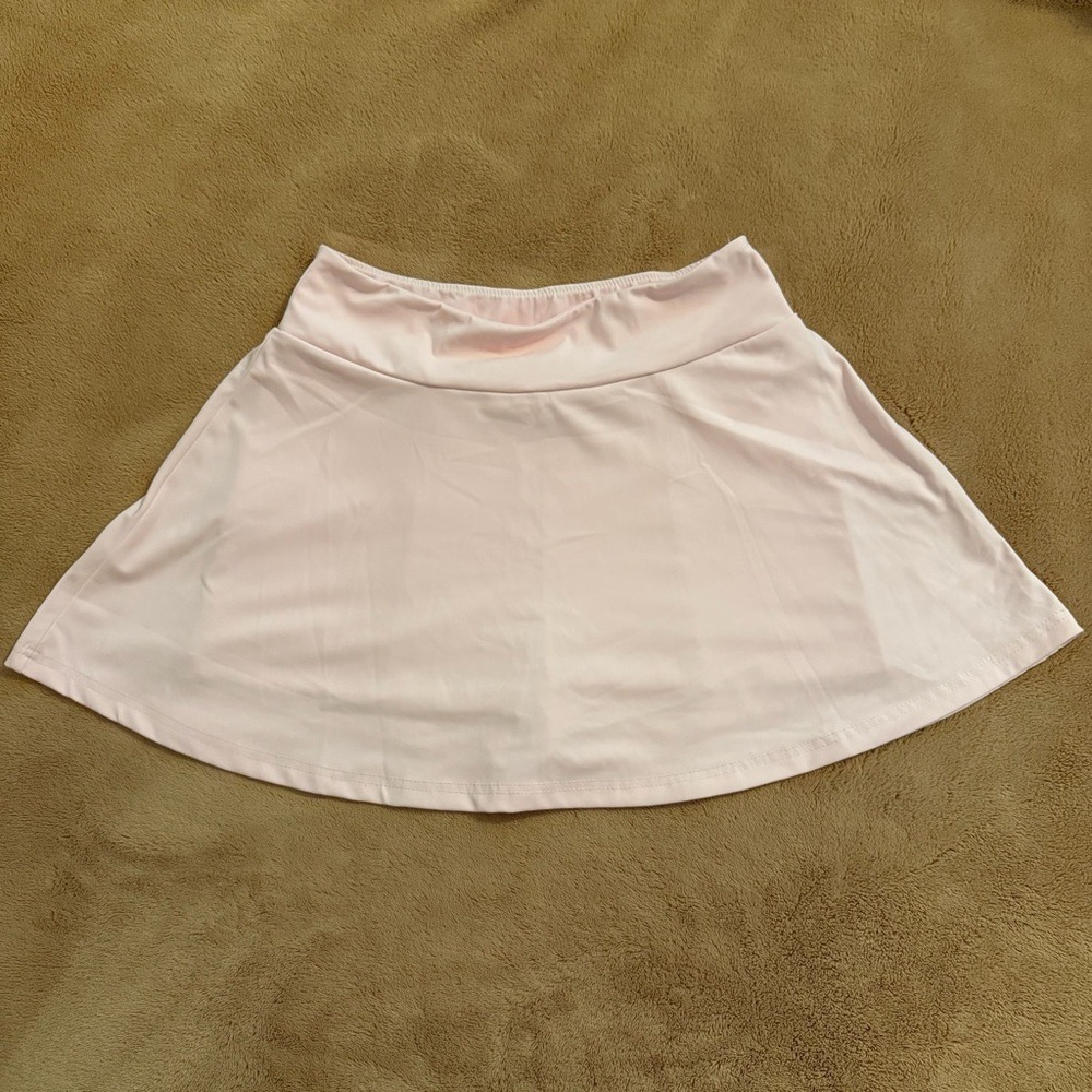 Pink Lily Womens Light Pink Athletic Skort Active Mini Skirt Built-in Shorts